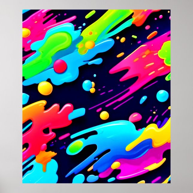 Neon Spritzer Flow Art Poster (Vorne)