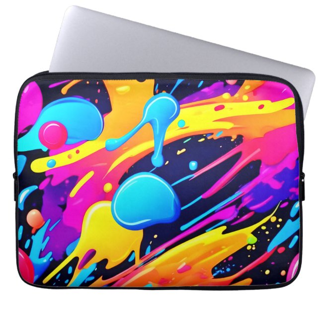 Neon Spritzer Paint Art Laptopschutzhülle (Vorderseite)