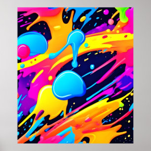 Neon Spritzer Paint Art Poster