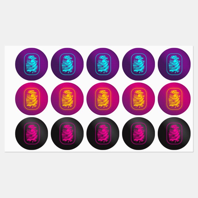 Neon Spy Fingerprint Stickers Etiketten (Blatt)