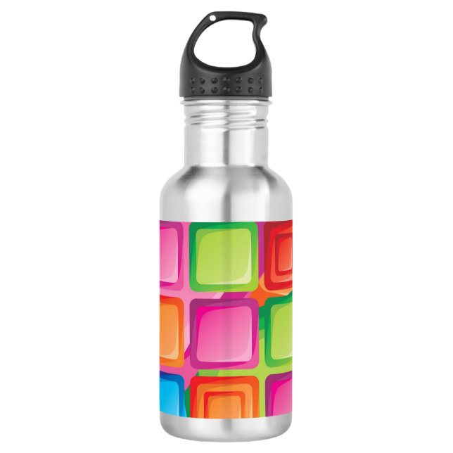 Neon Squares Muster Trinkflasche (Vorderseite)