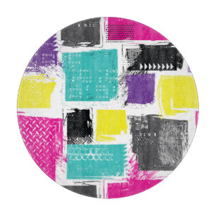 Neon Squares Retro Abstraktes Muster Schneidebrett