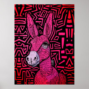 Neon Stammes Esel – Kühne und psychedelische Wandk Poster