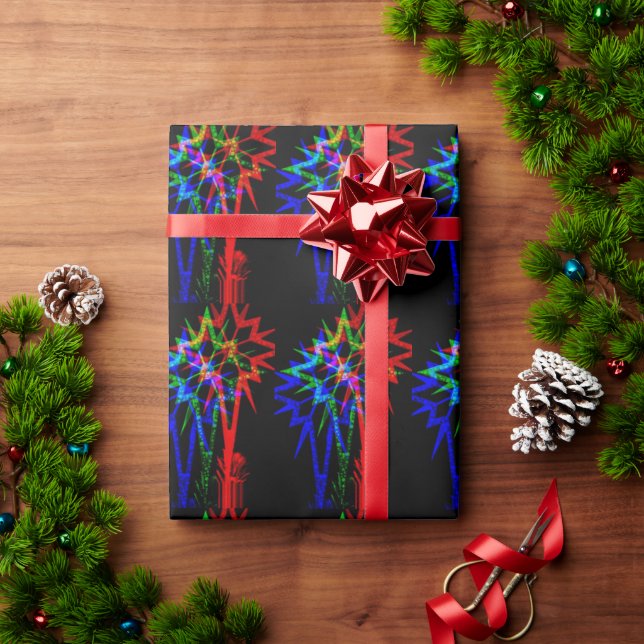 Neon Star Wrapping Paper Geschenkpapier (Feiertagsgeschenk)