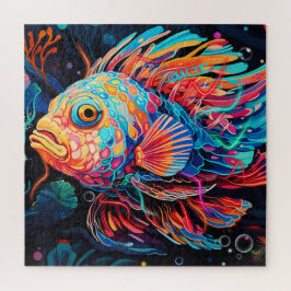 🐙 Neon Stargazer Fish Puzzle