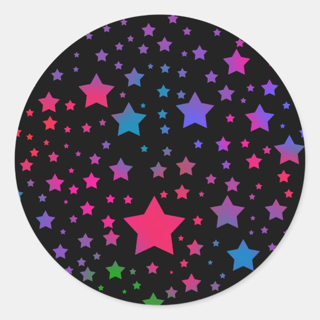 Neon Stars Runder Aufkleber (Vorderseite)