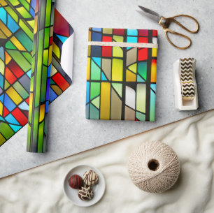 Neon Stated Glass Abstrakt Geschenkpapier
