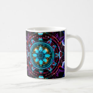 Neon-Sternenexplosion-Kaleidoskop Kaffeetasse
