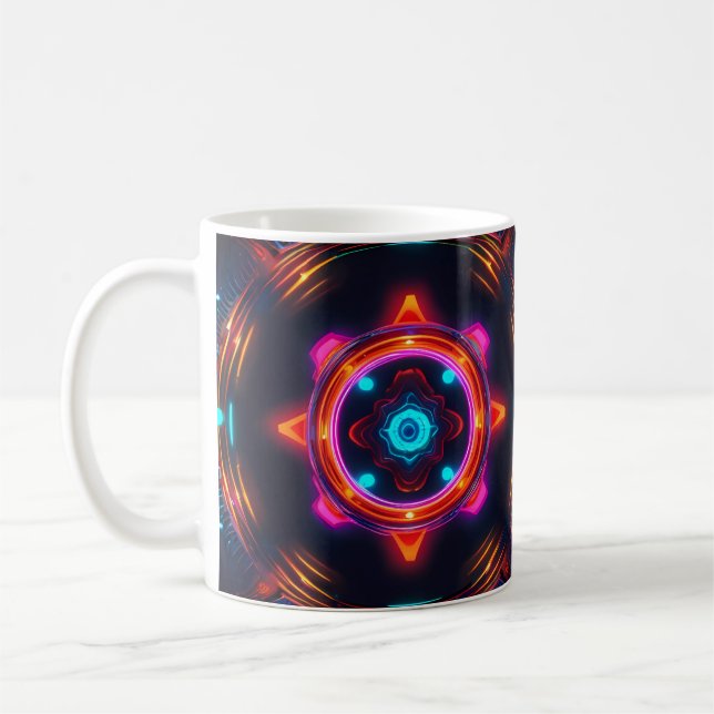 Neon Sternexplosion Kaleidoskop Kaffeetasse (Links)