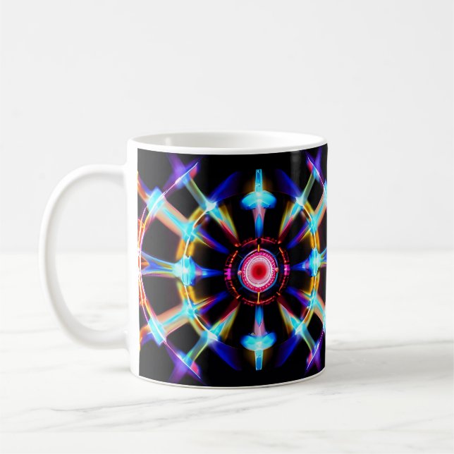 Neon Sternexplosion Kaleidoskop Kaffeetasse (Links)