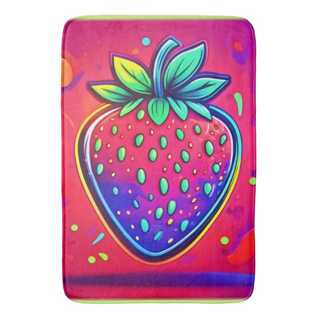 Neon Strawberry Pop Badematte (Vorderseite Vertikal)