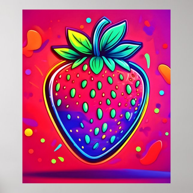 Neon Strawberry Pop Poster (Vorne)
