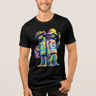 Neon Street Vibes Hip-Hop-Duo-Grafik Tri-Blend Shirt