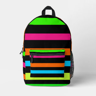 Neon-Streifenmuster Bedruckter Rucksack