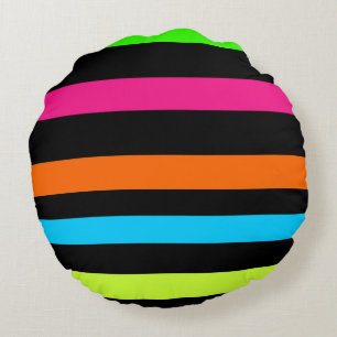Neon-Streifenmuster Rundes Kissen