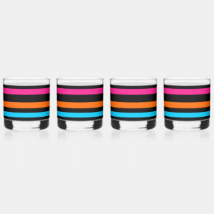 Neon-Streifenmuster Whiskyglas