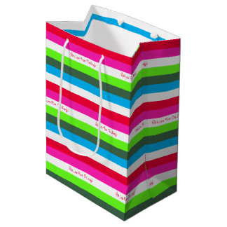 Neon Stripe Personalisiert Holiday Mittlere Geschenktüte