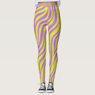 Neon Stripe Print Leggings mit Wavy Lines