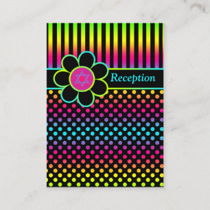 Neon Stripes Polka Dots Bat Mitzvah Enclosure Card Begleitkarte