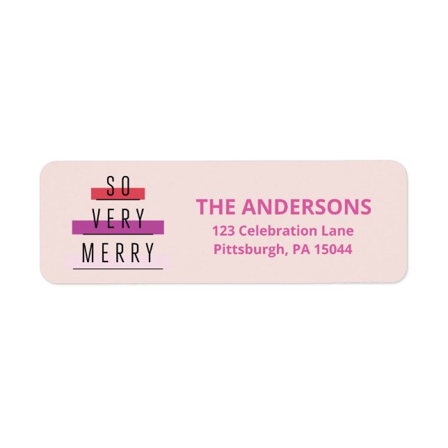 Neon Stripes Retro Merry Address Labels (Vorne)