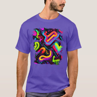 Neon Style 80er Retro-Party-Farbleuchten Freunde T-Shirt