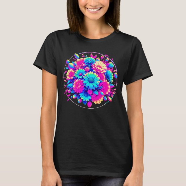 Neon Style-Blume T-Shirt (Vorderseite)