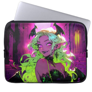 Neon Succubus Demon Anime Girl Laptopschutzhülle