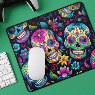 Neon Sugar Skull Mousepad