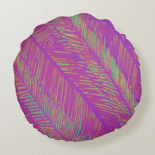 Neon Summer Lila Palms Rundes Kissen