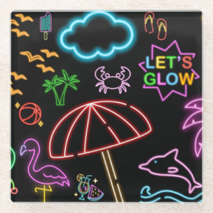 Neon Summer Themed Glasuntersetzer
