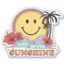 Neon Summer Tropical Palm Bäume lächeln Gesicht So Aufkleber