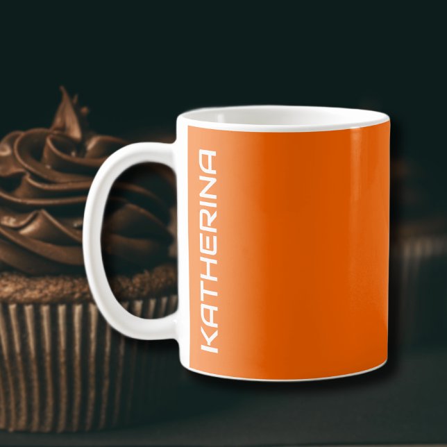Neon Sunset Orange Solid Color Personalisiert Kaffeetasse (Von Creator hochgeladen)