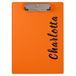 Neon Sunset Orange Solid Color Personalisiert Klemmbrett