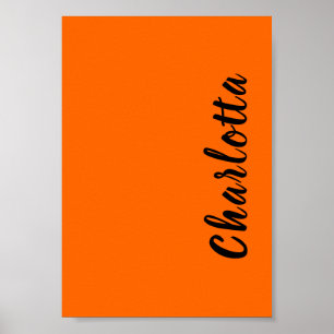 Neon Sunset Orange Solid Color Personalisiert Poster