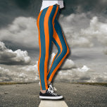 Neon Sunset Orange und Ocean Blue Cool Streifen Leggings<br><div class="desc">Neon Sunset Orange und Ocean Blue Cool Vintag Streifen</div>