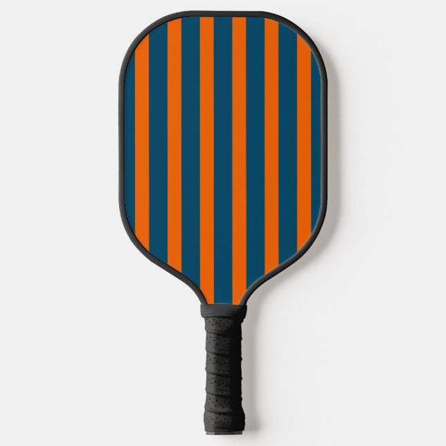 Neon Sunset Orange und Ocean Blue Cool Streifen Pickleball Schläger (Vorderseite)