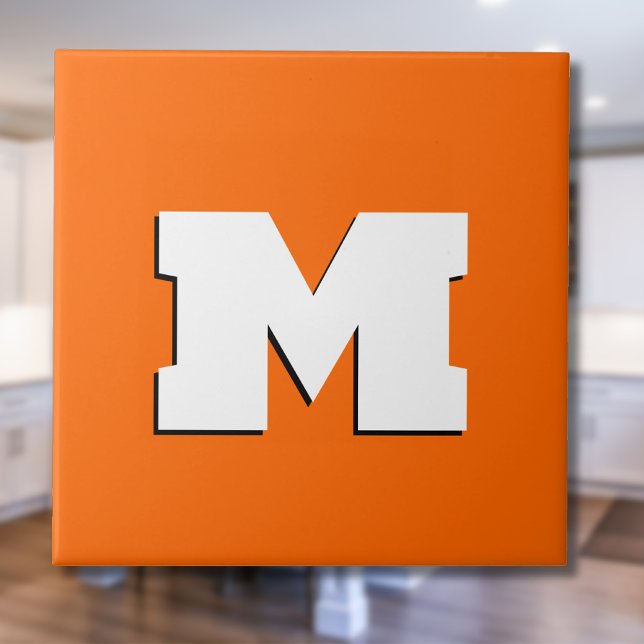 Neon Sunset Orange und White 3D Big Modern Initial Fliese (Von Creator hochgeladen)