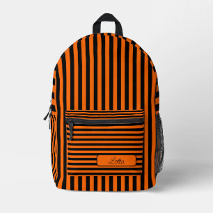Neon Sunset Orange Vintag Strip Name Bedruckter Rucksack