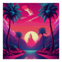 Neon Sunset Paradise - Retro 80er Tropical Vibes