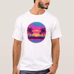 Neon Sunset Synthwave - Retro 80er Ästhetisches De T-Shirt