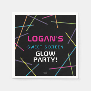 Neon Sweet 16 Geburtstags-Glow-Party Serviette