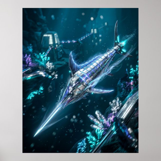 Neon Swordfish Velocity Current Poster (Vorne)