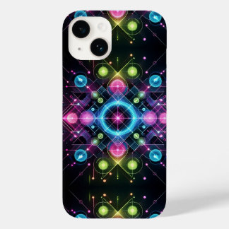 Neon-Symmetrie – Futuristischer geometrischer Glow Case-Mate iPhone 14 Hülle