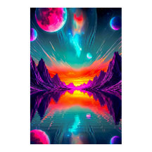 Neon-Synthwave-Alien-Planet-Landschaftsgrafik
