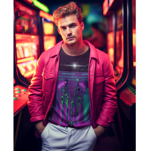 Neon Synthwave Humanoide Roboter Cyberpunk T-Shirt
