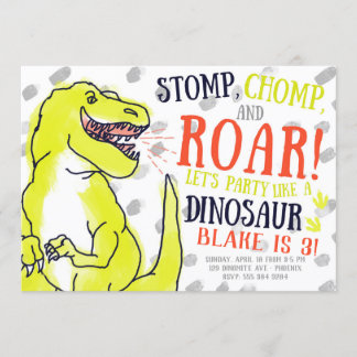 Neon T-Rex Dinosaur Geburtstagsparty Einladung