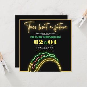 Neon taco über einen zukünftigen Abschluss Einladung