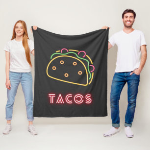 Neon-Tacos-Symbol Fleecedecke
