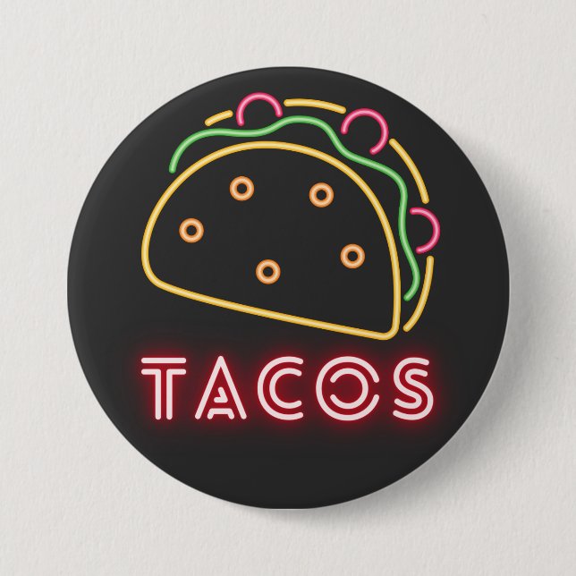 Neon Tacos Symbol & Text Button (Vorderseite)