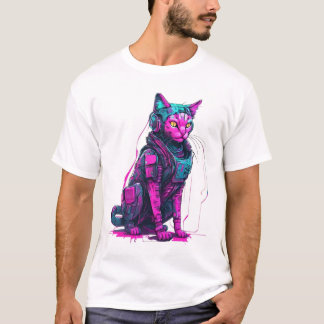 Neon Tech Cat T-Shirt